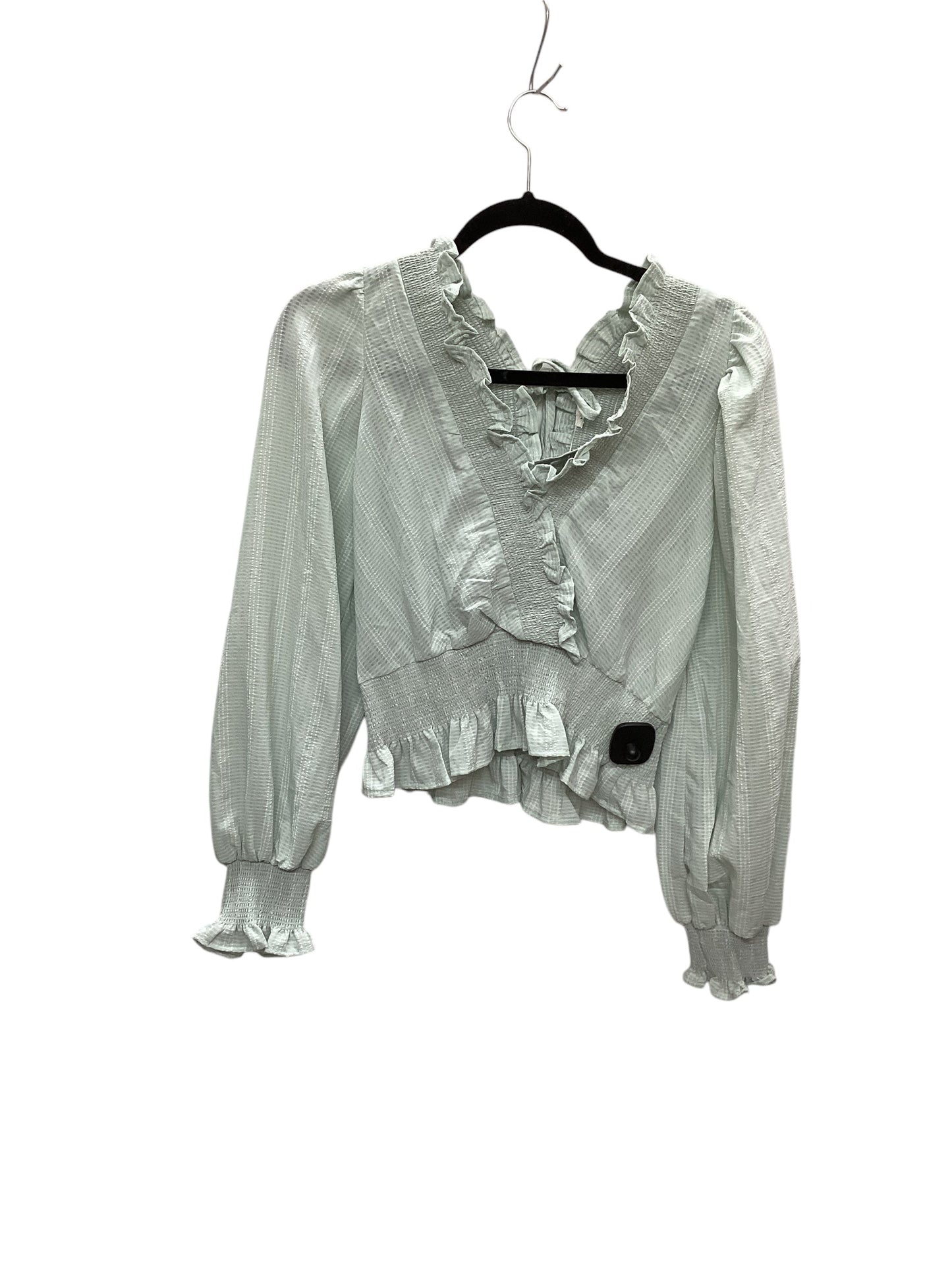 Top Long Sleeve By Blu Pepper In Green, Size: L