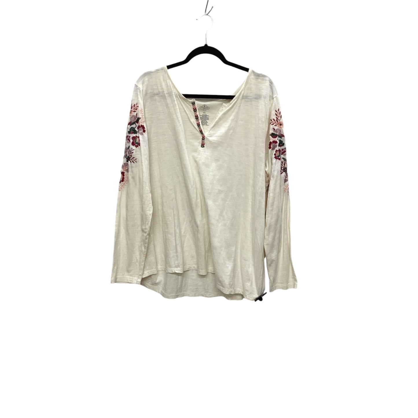 Top Long Sleeve By St Johns Bay In Cream, Size: 2x