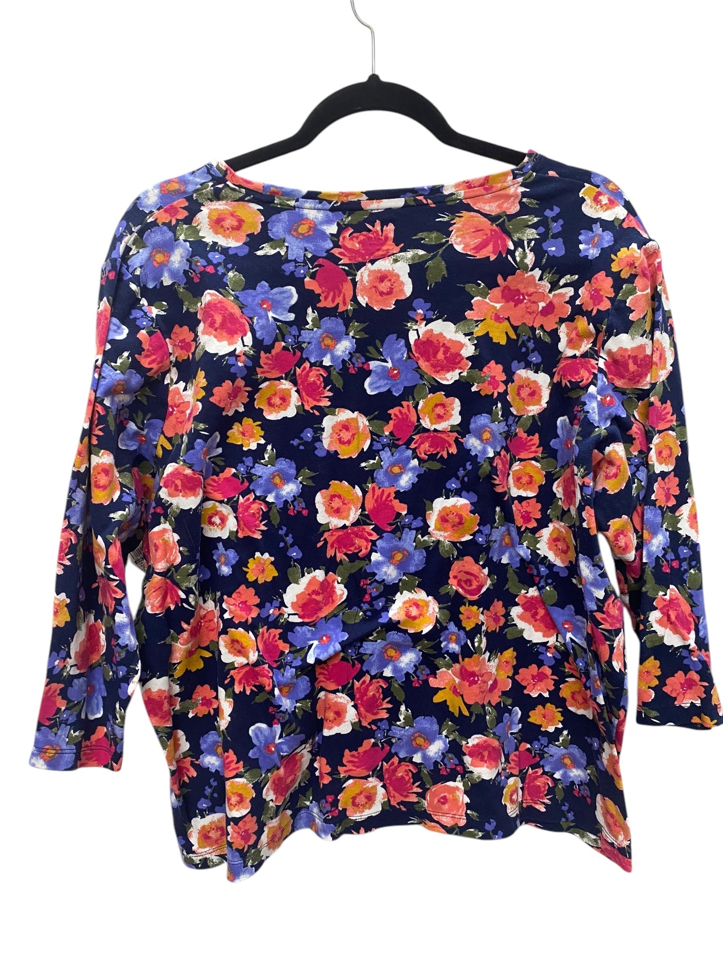 Top 3/4 Sleeve By Kim Rogers In Multi-colored, Size: 1x