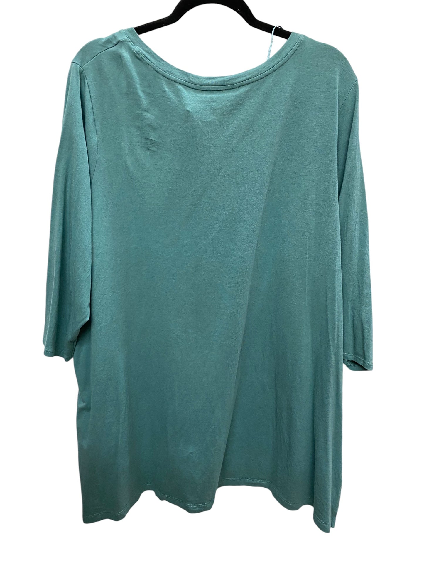 Top 3/4 Sleeve By Tahari By Arthur Levine In Green, Size: 3x