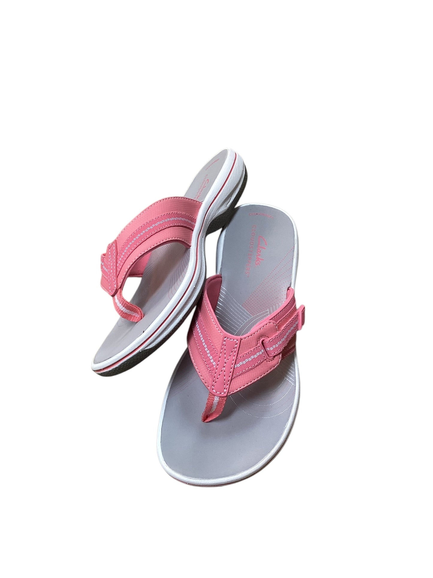 Sandals Flip Flops By Clarks In Grey & Pink, Size: 6