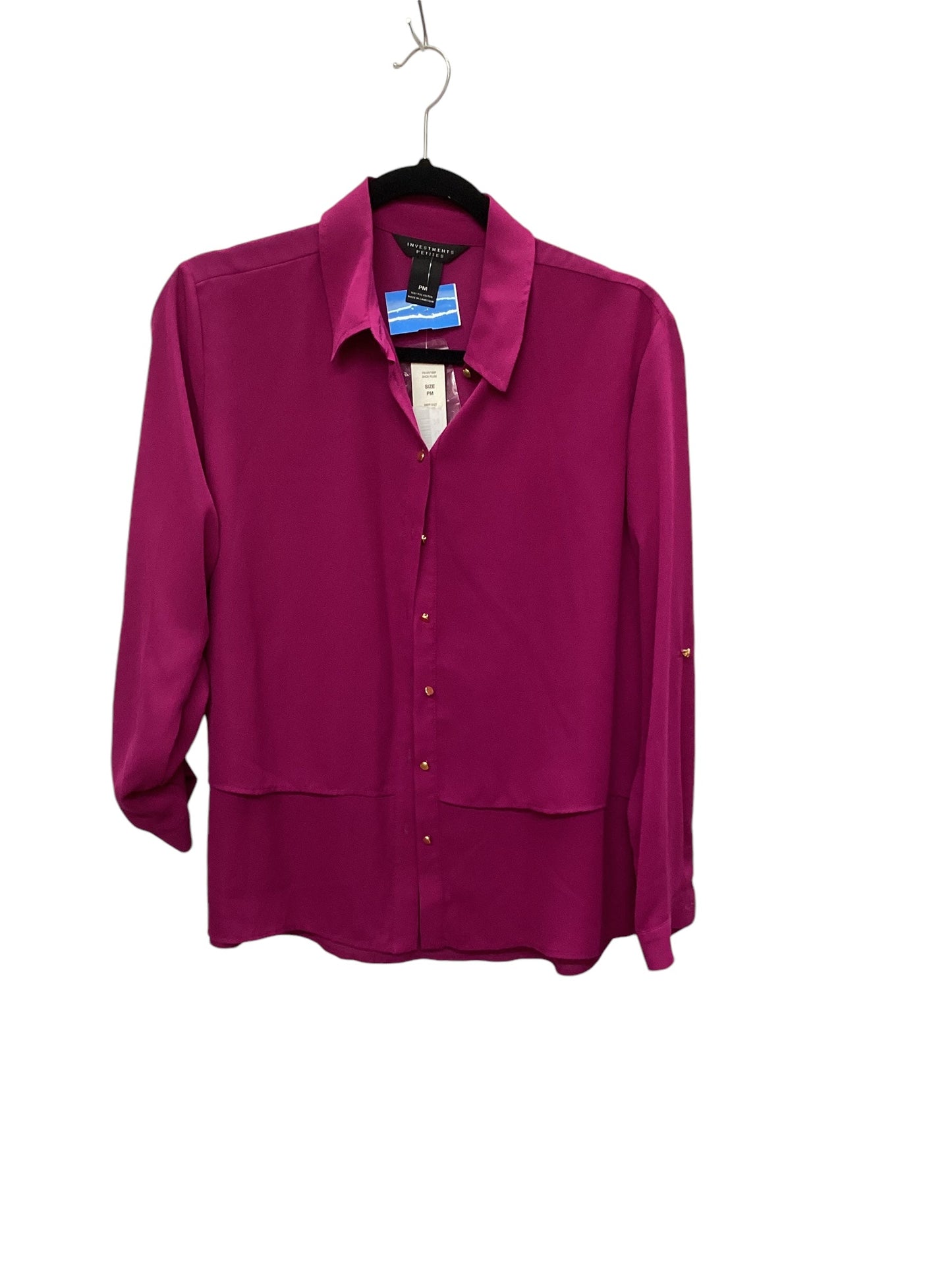 Top Long Sleeve By Investments In Pink, Size: Mp