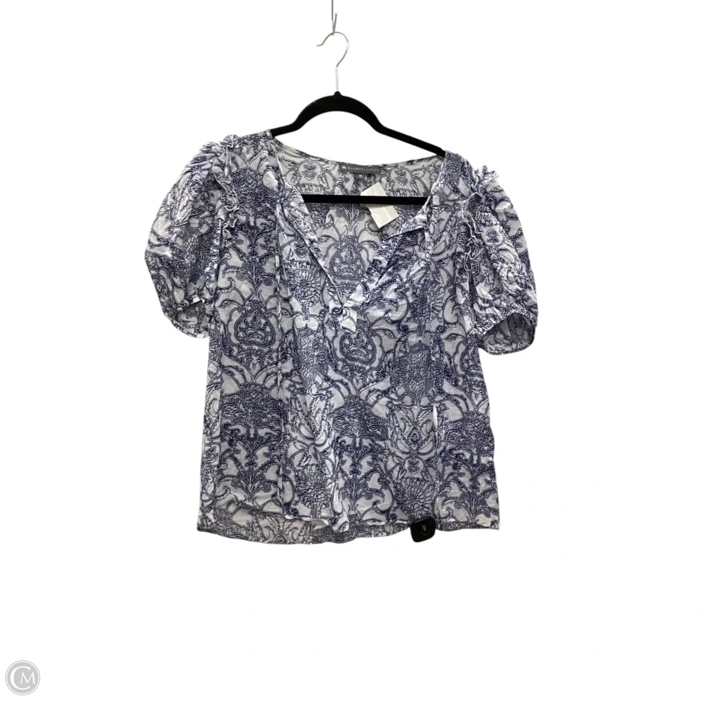 Top Short Sleeve By Elliott Lauren In Blue & White, Size: Xs