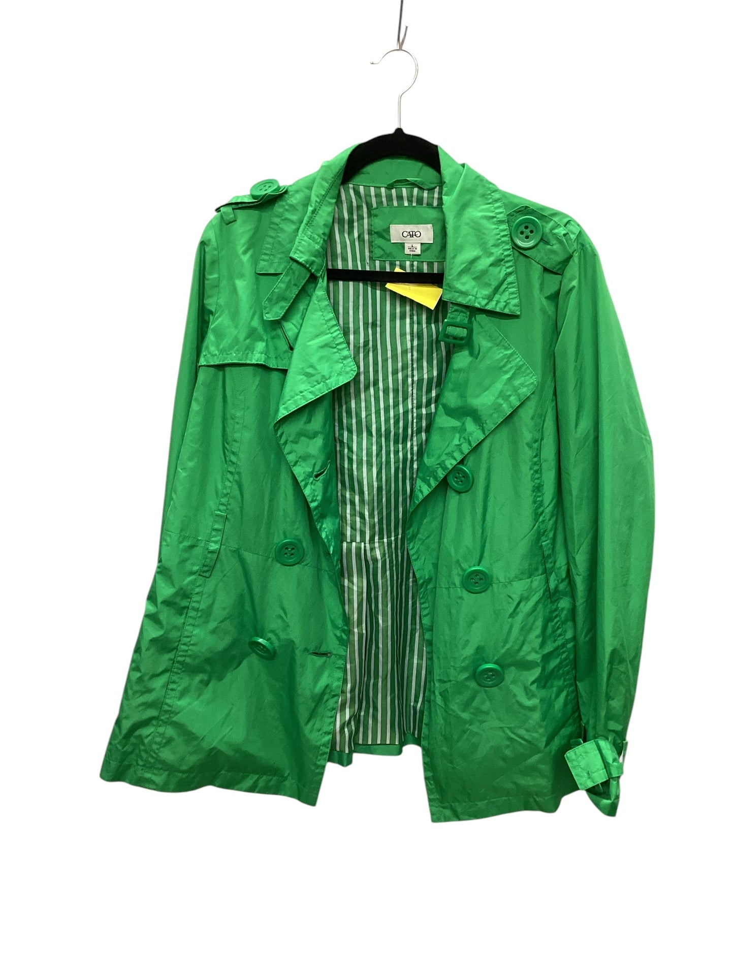 Jacket Windbreaker By Cato In Green, Size: L