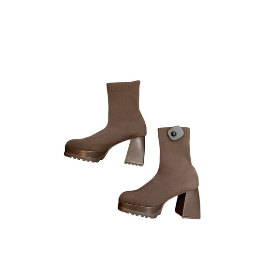 Boots Ankle Heels By Forever 21 In Brown, Size: 8