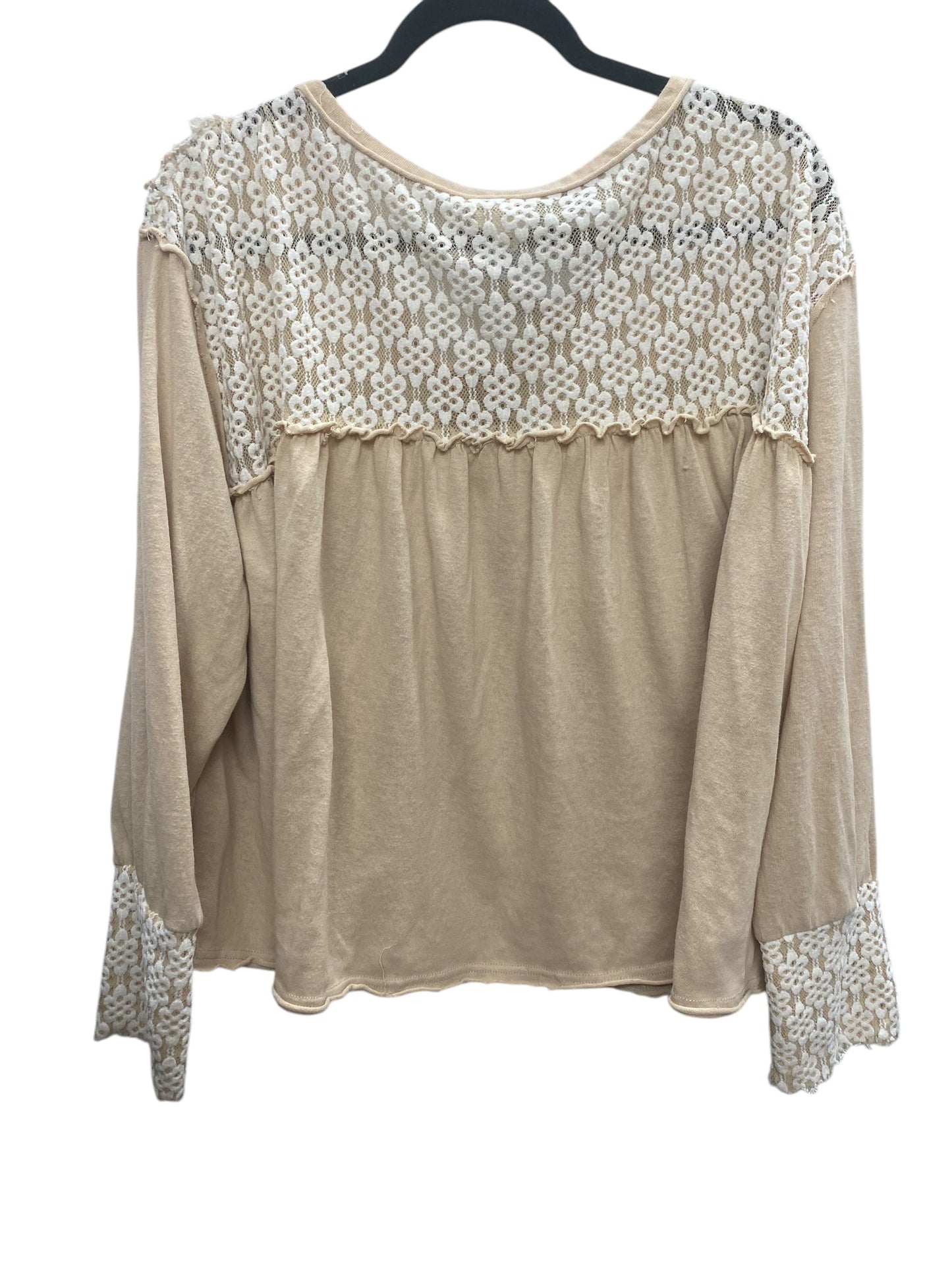 Top Long Sleeve By Pol In Cream, Size: L