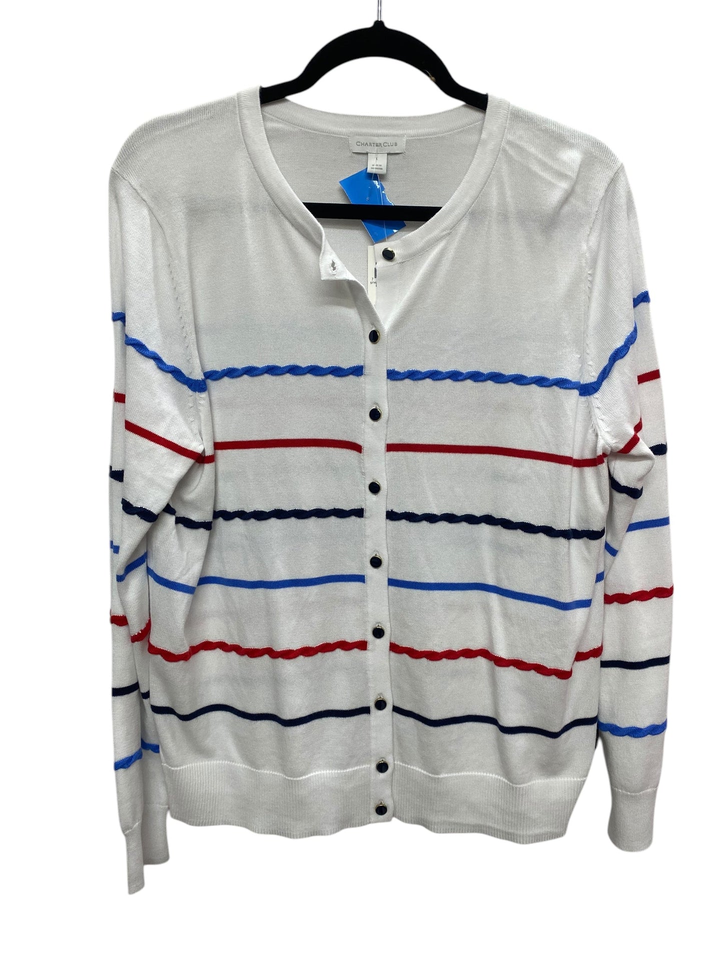 Top Long Sleeve By Charter Club In Striped Pattern, Size: L