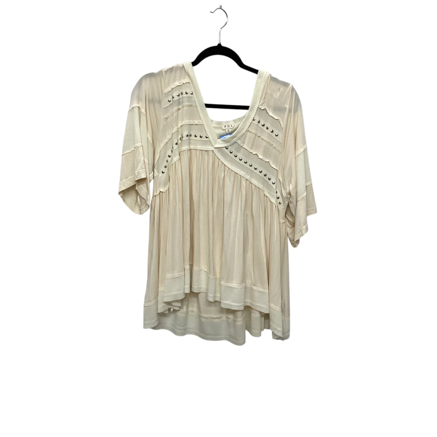 Top Short Sleeve By Pol In Cream, Size: S