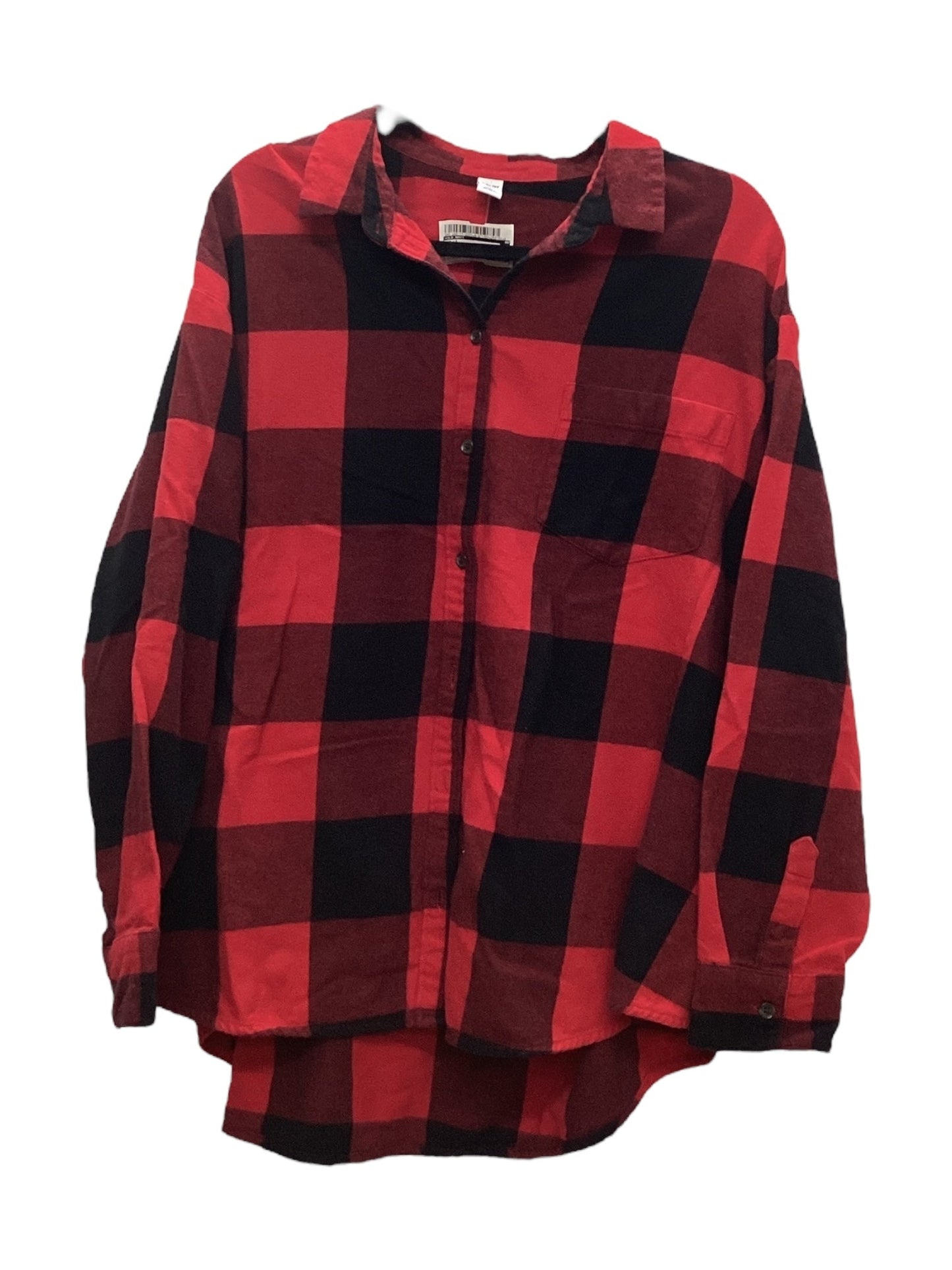 Top Long Sleeve By Old Navy In Plaid Pattern, Size: Xxl