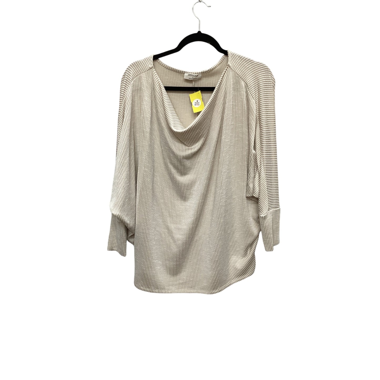 Top Long Sleeve By Zenana Outfitters In Cream, Size: L