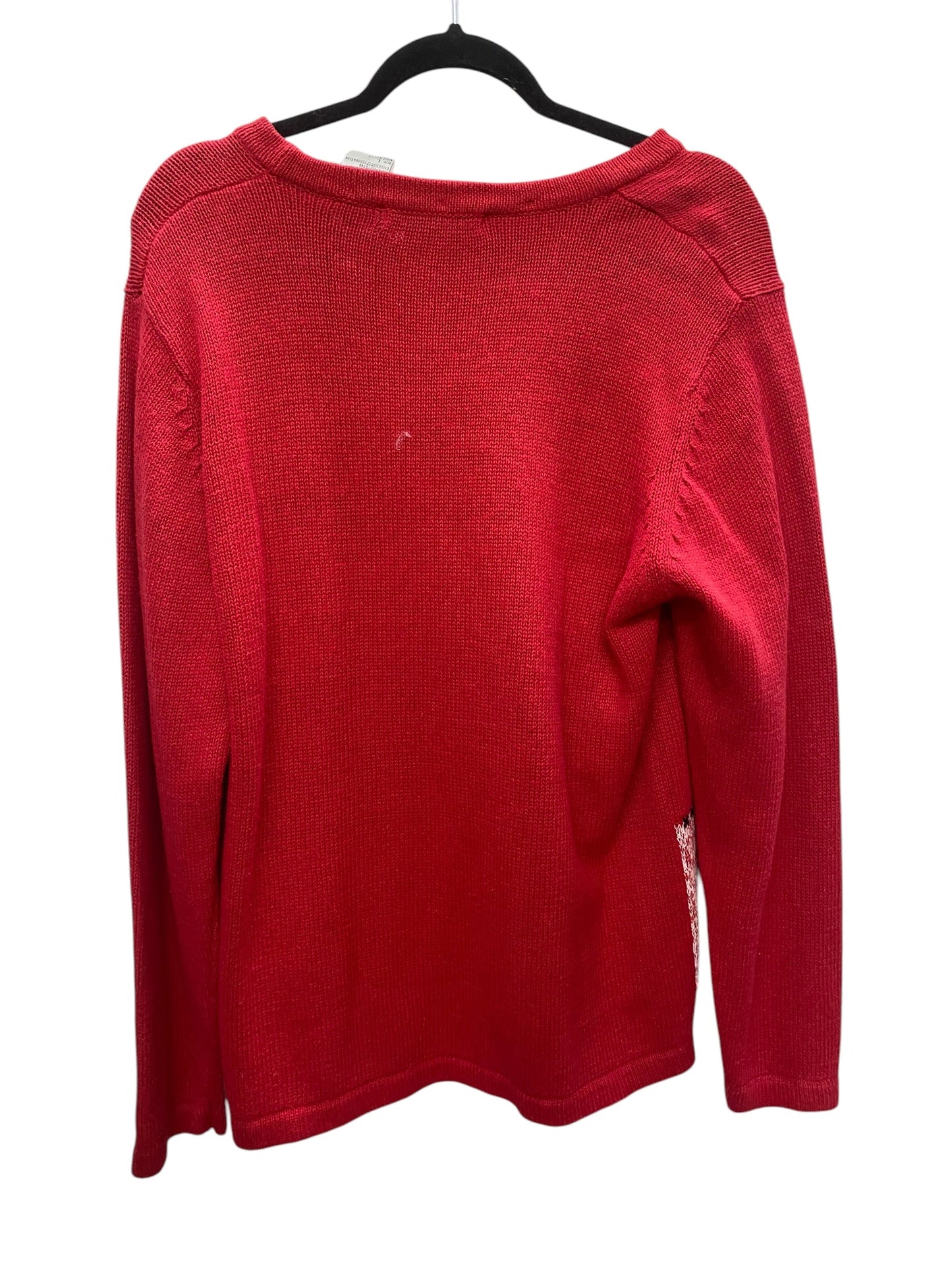 Top Long Sleeve By Victoria Jones In Red, Size: L