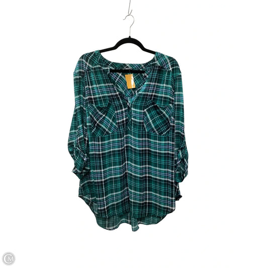 Blouse Long Sleeve By Torrid In Green, Size: 3x