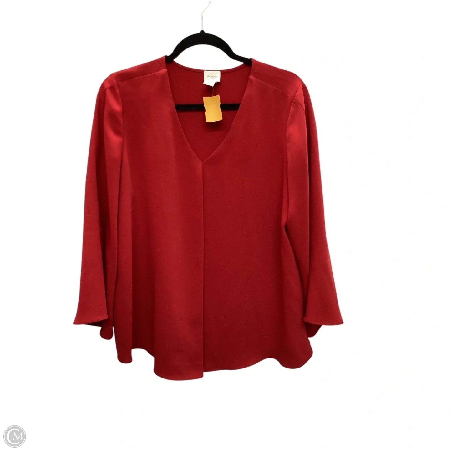 Blouse Long Sleeve By Chicos In Red, Size: M