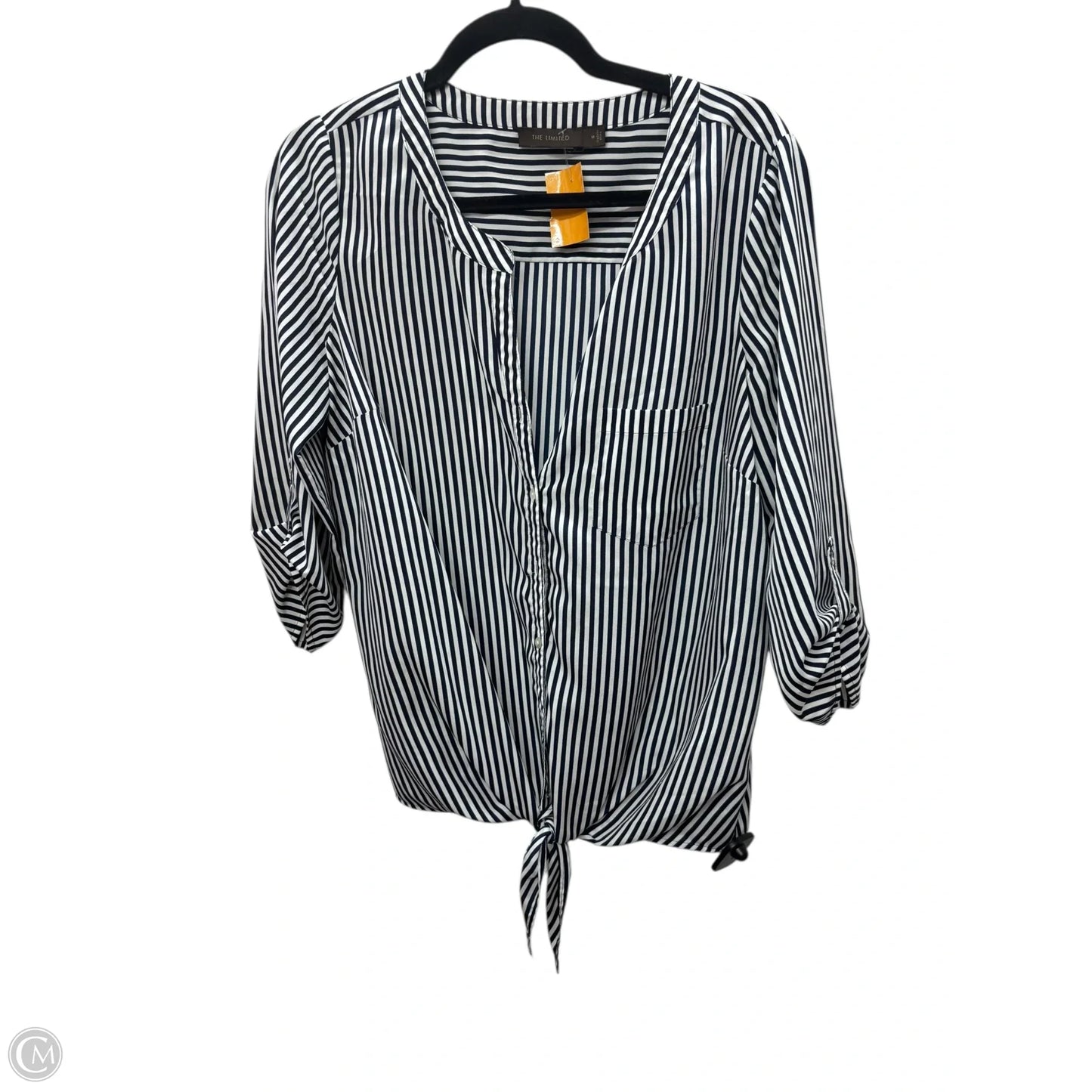 Blouse Long Sleeve By Clothes Mentor In Striped Pattern, Size: M