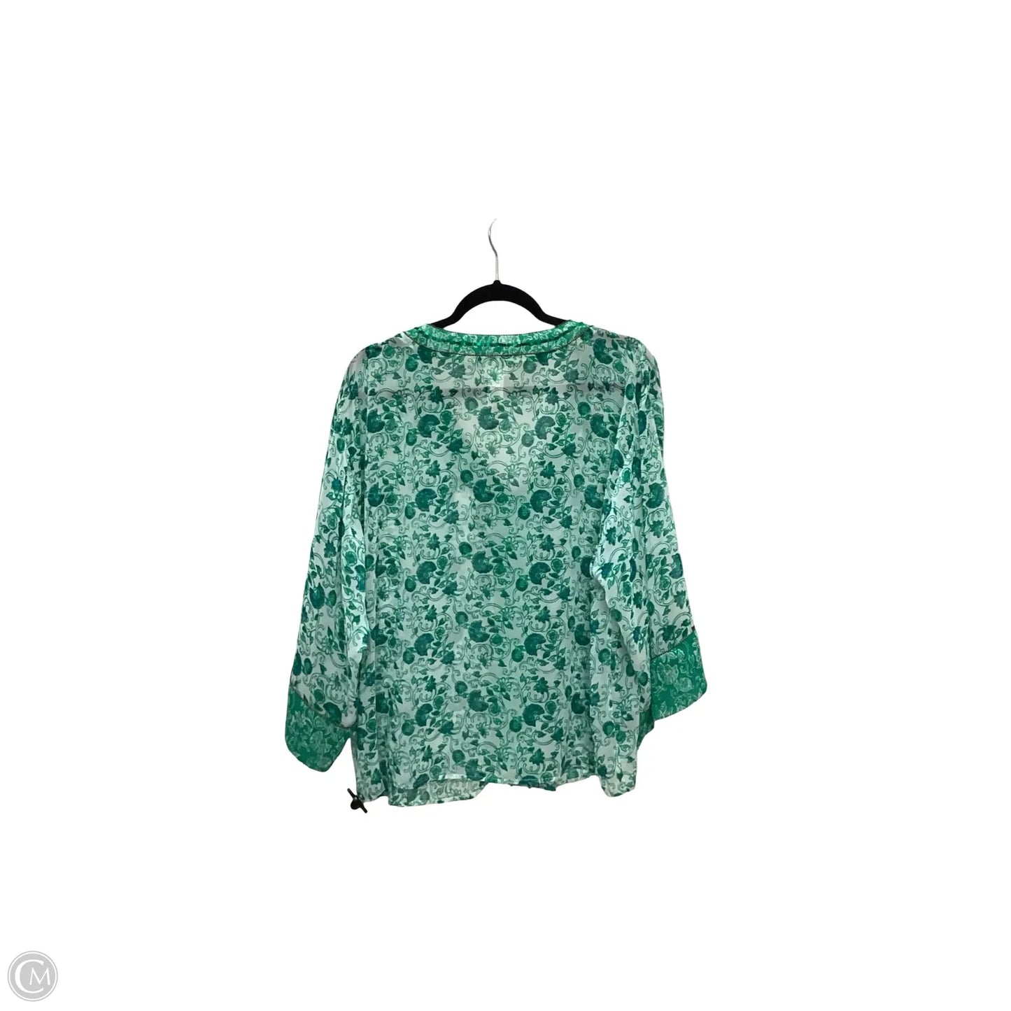 Blouse 3/4 Sleeve By Chicos In Green, Size: Xl