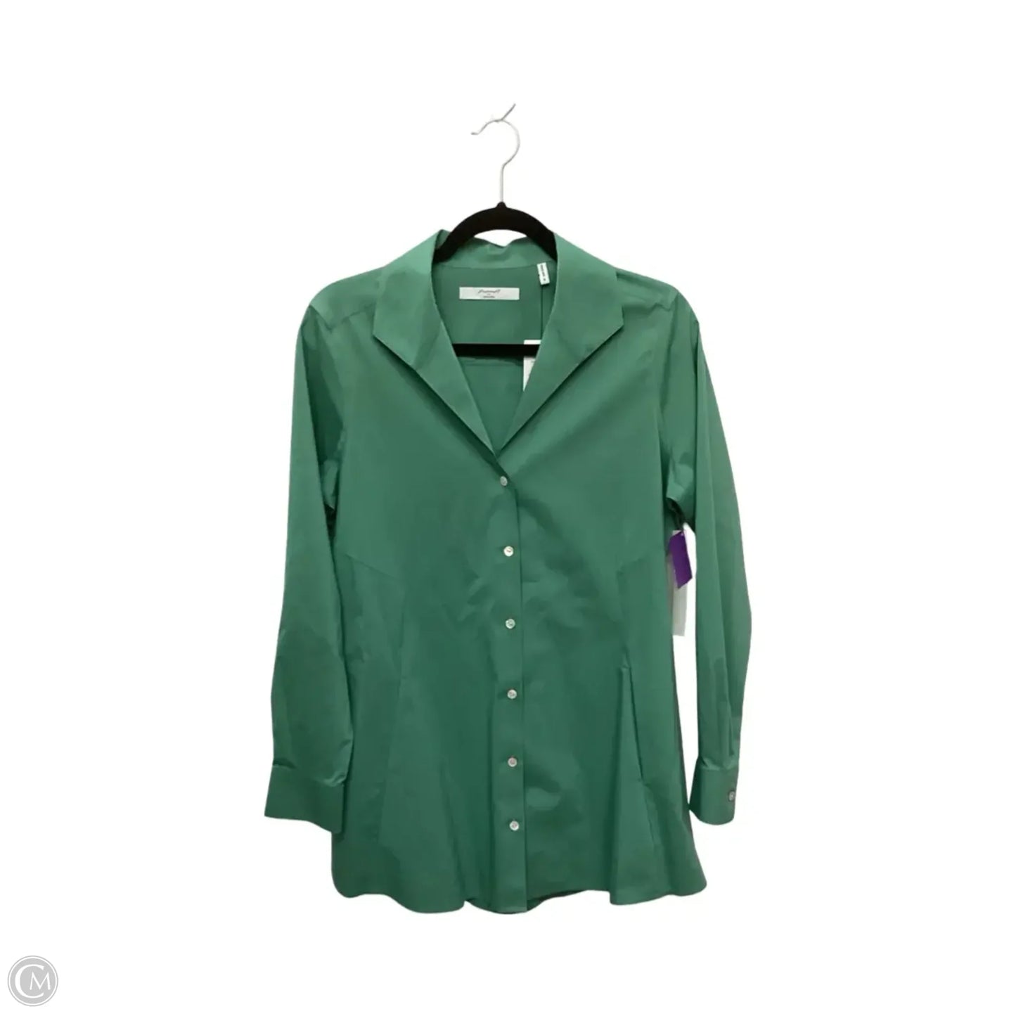 Blouse Long Sleeve By Foxcroft In Green, Size: 8