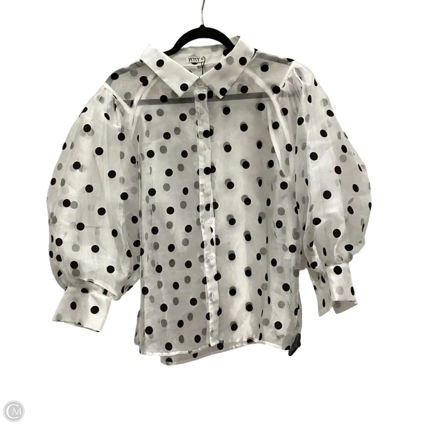 Blouse 3/4 Sleeve By Why Dress In Polkadot Pattern, Size: L