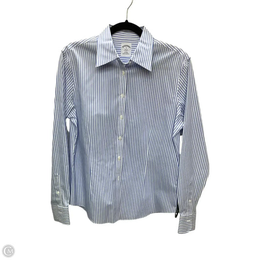 Blouse Long Sleeve By Brooks Brothers In Blue, Size: 8