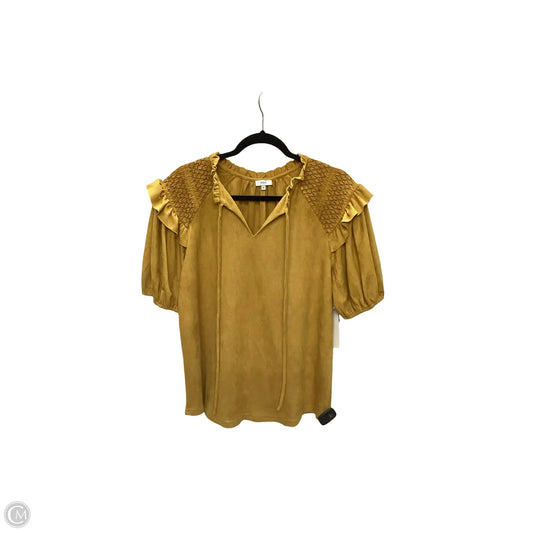Designer Blouse Short Sleeve By Voy In Yellow, Size: M