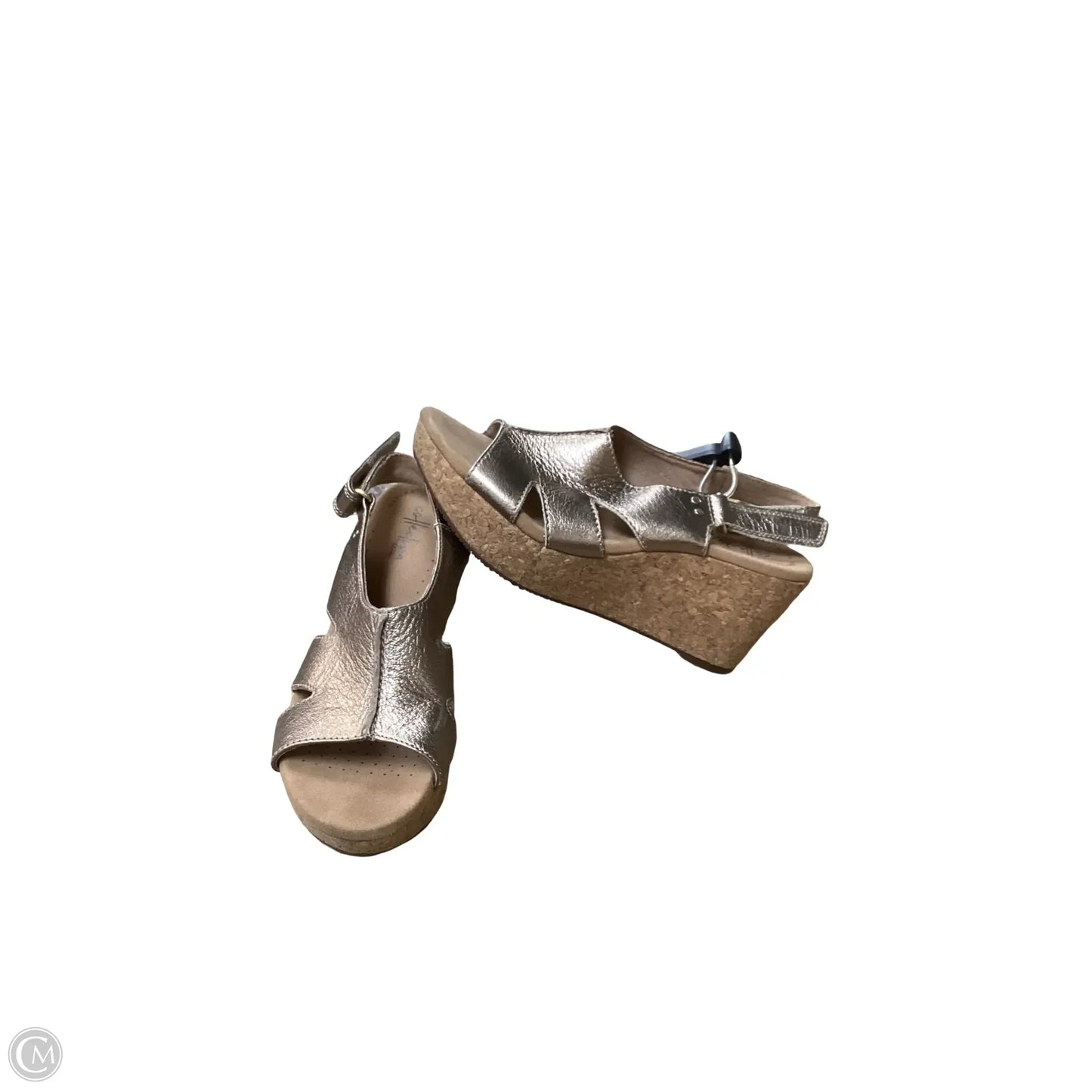 Sandals Heels Wedge By Clarks In Gold, Size: 7