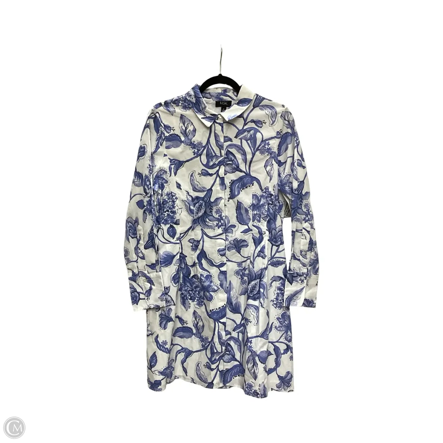 Dress Casual Short By Msk In Blue & White, Size: M