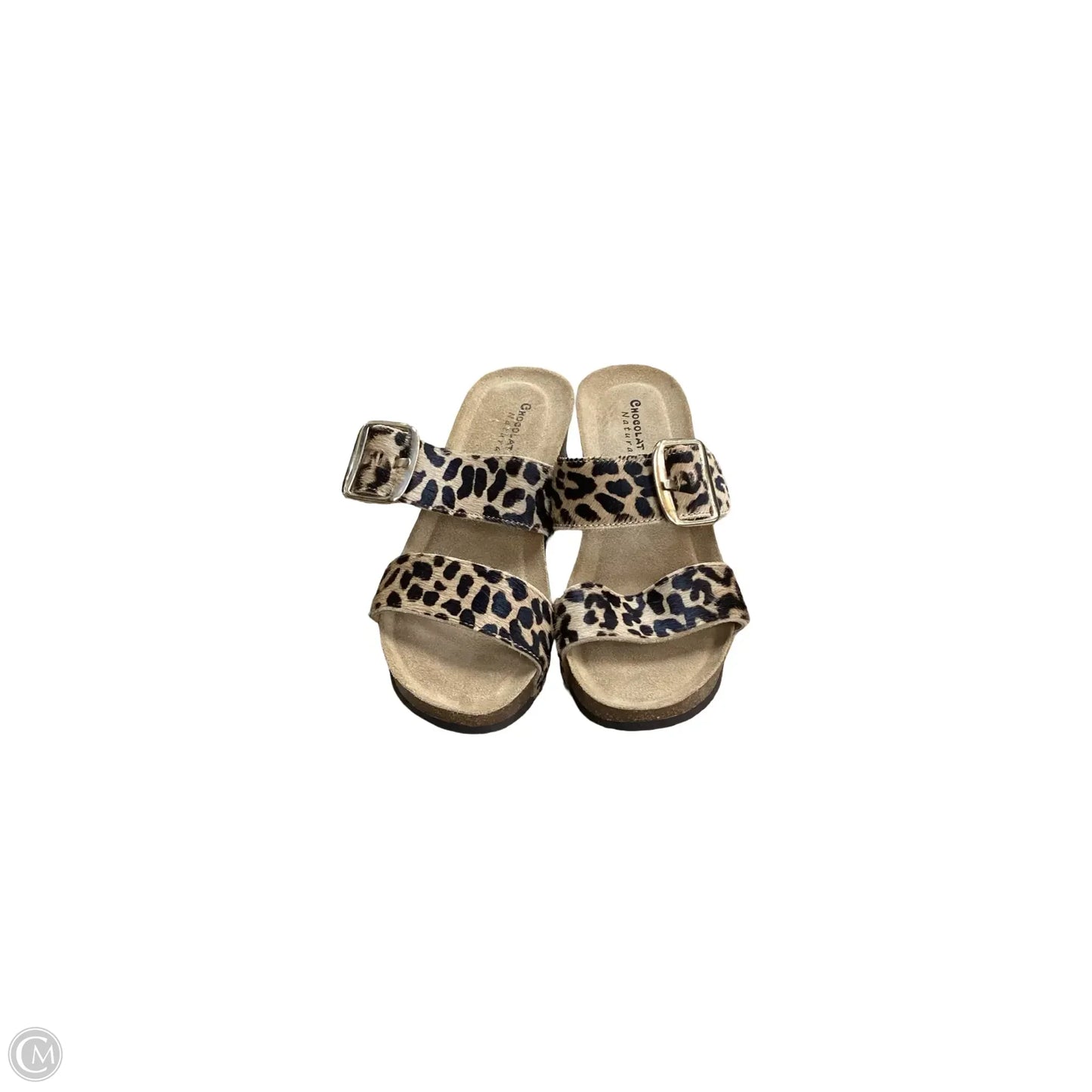 Sandals Heels Wedge By Clothes Mentor In Animal Print, Size: 7.5