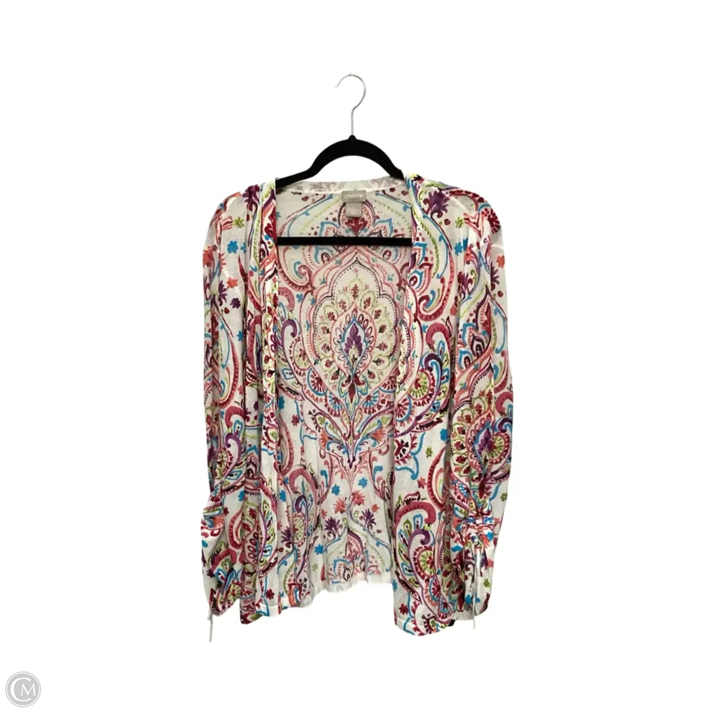 Cardigan By Chicos In Paisley Print, Size: Xxl