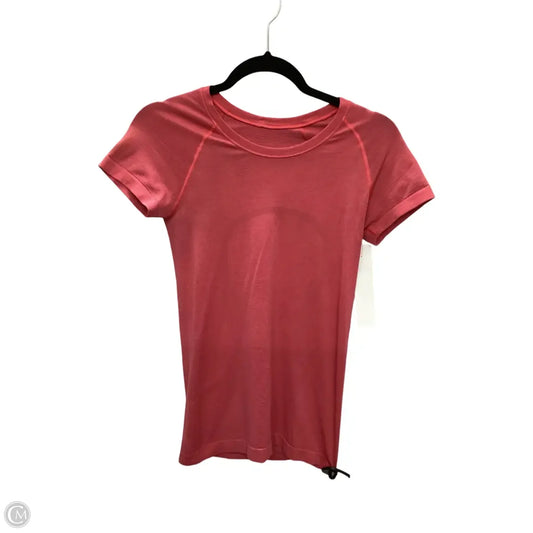 Athletic Top Short Sleeve By Lululemon In Pink, Size: 6