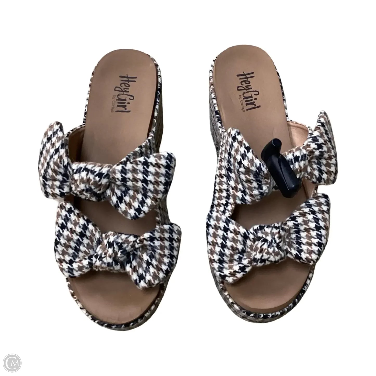 Sandals Heels Block By Corkys In Plaid Pattern, Size: 9