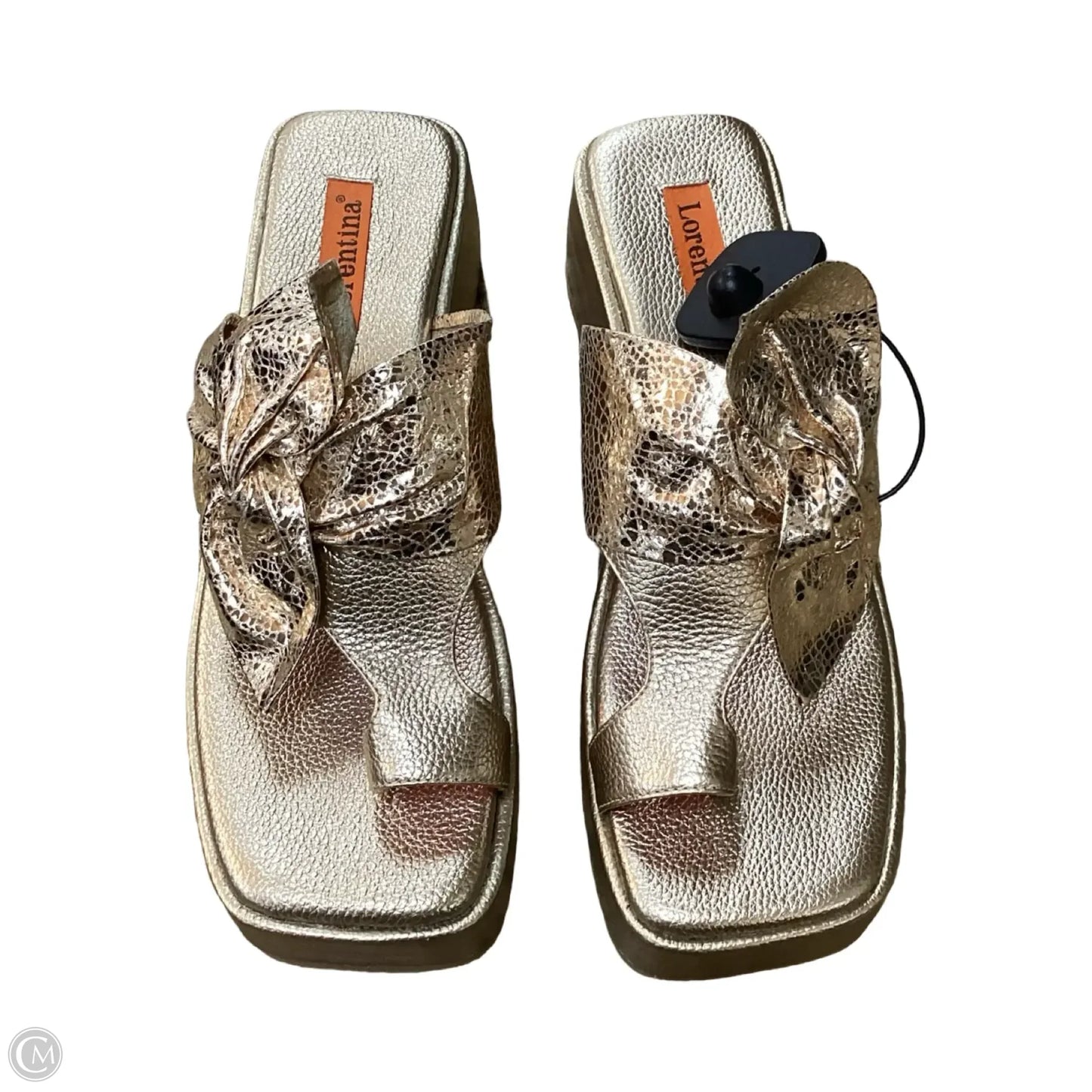 Sandals Heels Wedge By Clothes Mentor In Gold, Size: 9.5