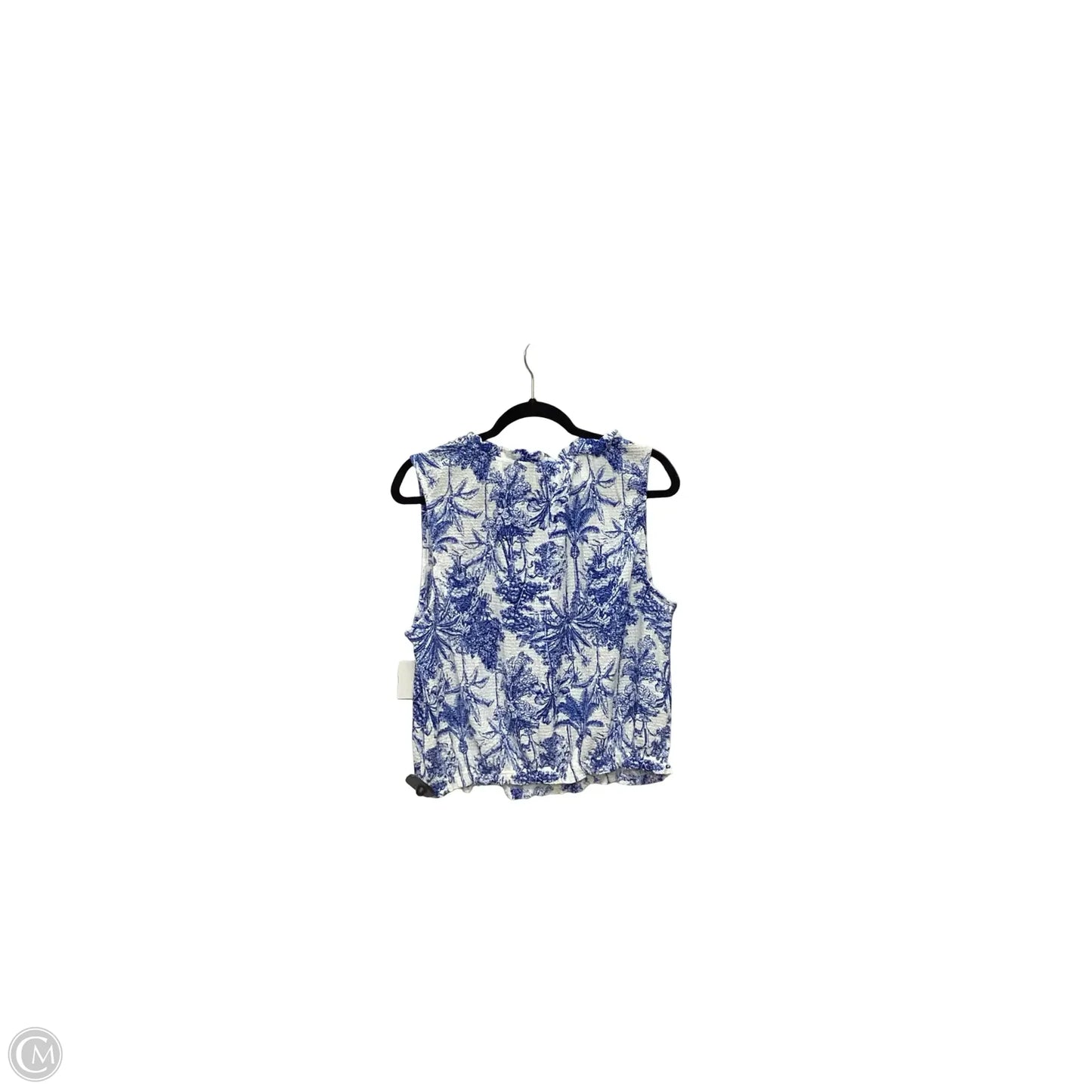 Blouse Short Sleeve By Kathy Ireland In Blue & White, Size: M