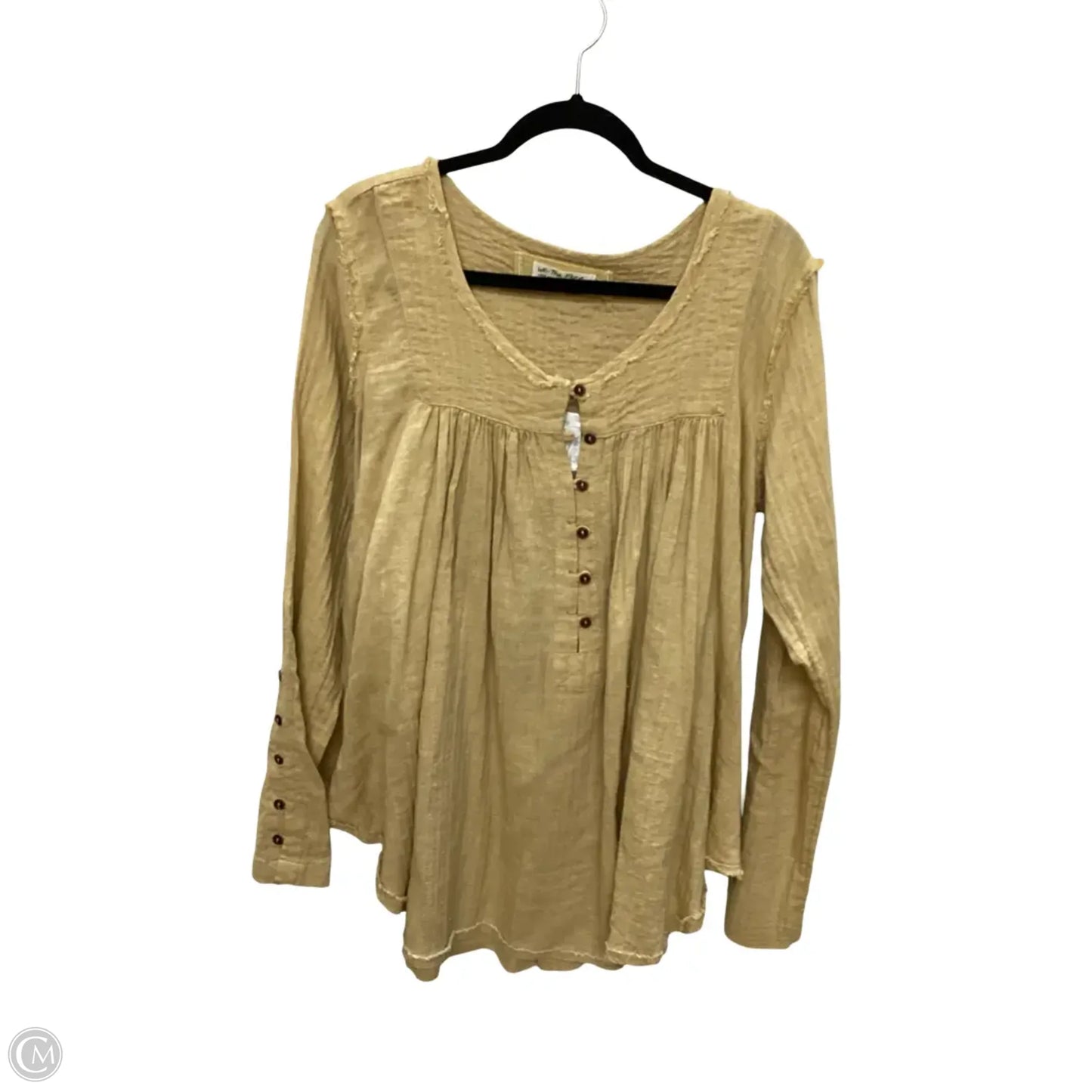 Blouse Long Sleeve By We The Free In Yellow, Size: L