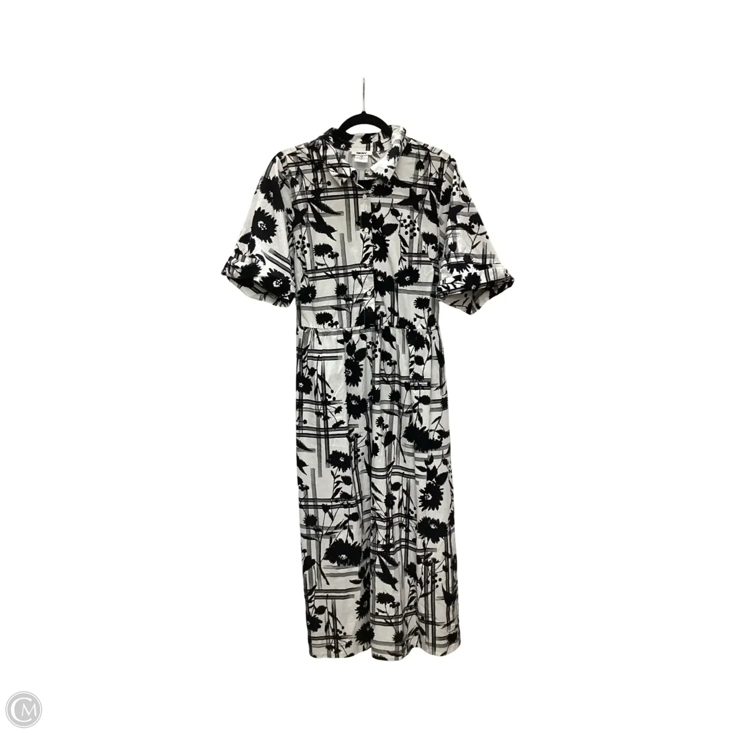 Dress Casual Midi By Dkny In Black & White, Size: 18