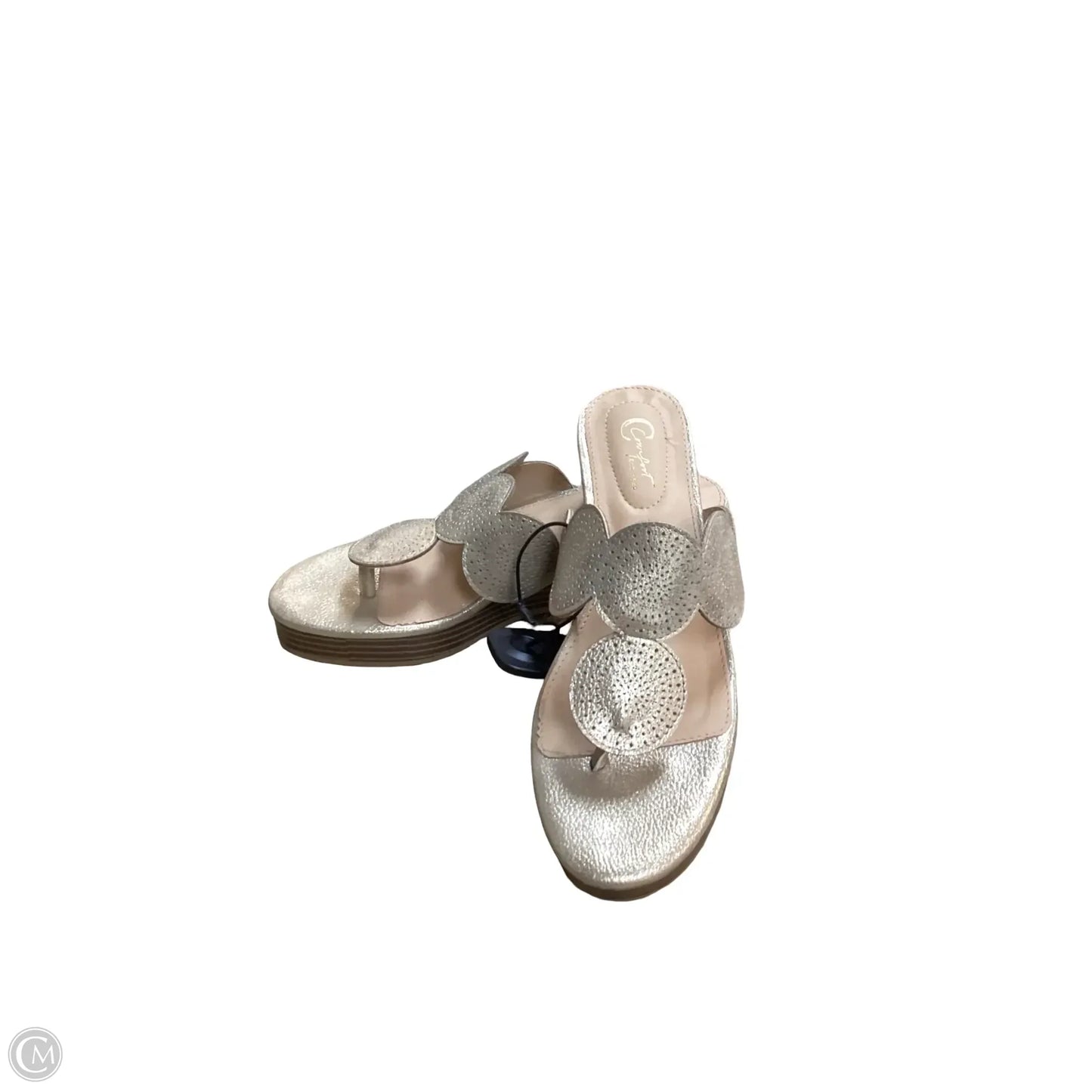 Sandals Heels Wedge By Cato In Gold, Size: 7