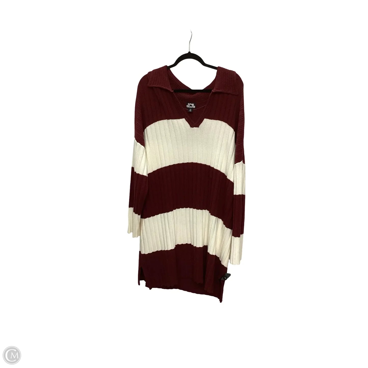 Dress Sweater By Future Collective In Red & White, Size: Xxl