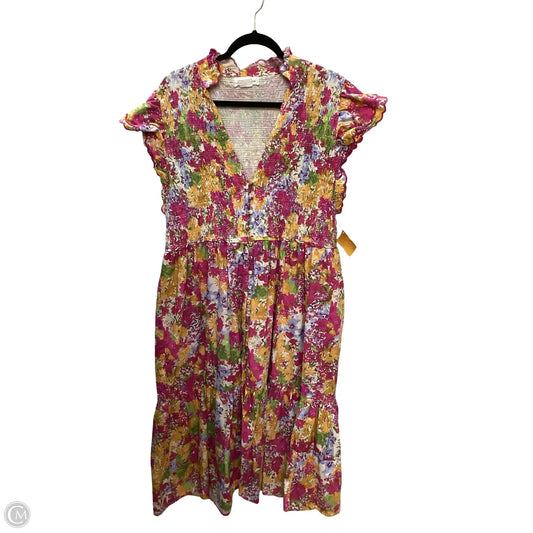 Dress Casual Midi By Chicsoul In Floral Print, Size: 1x