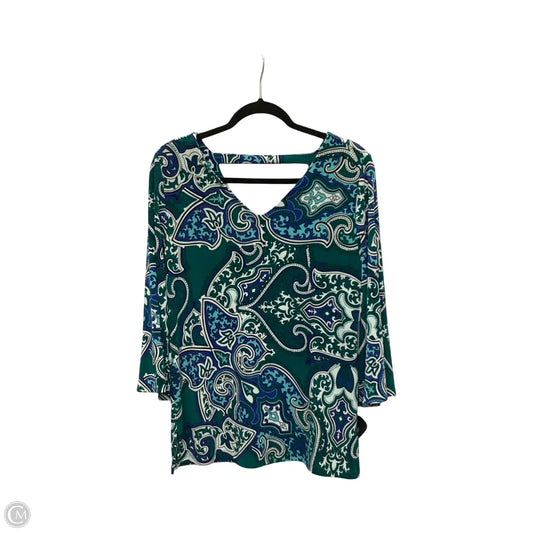 Blouse Long Sleeve By Chicos In Paisley Print, Size: 0