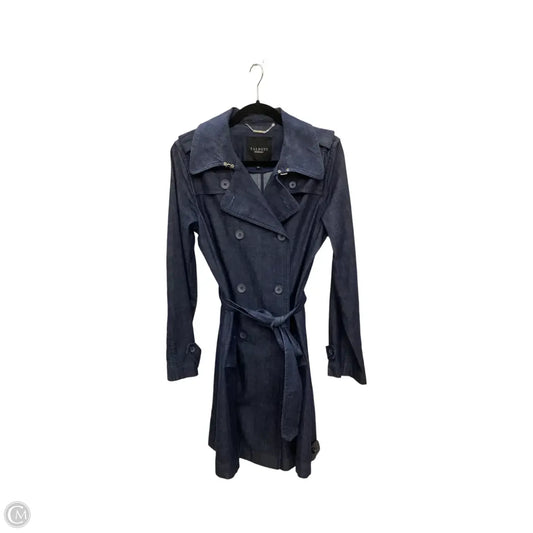Coat Trench Coat By Talbots In Blue Denim, Size: 8