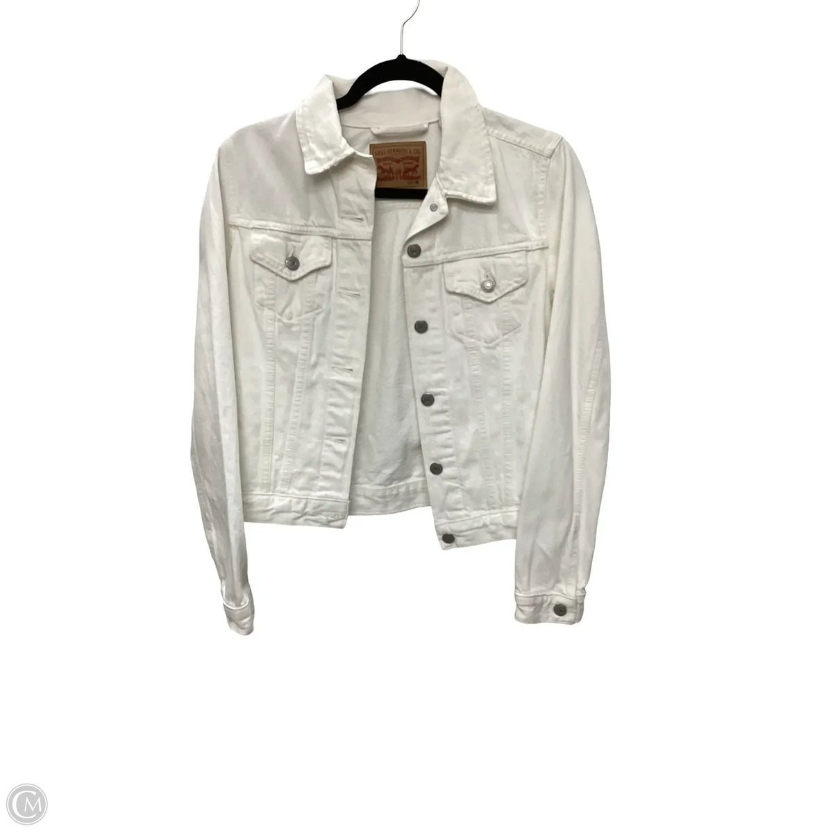 Jacket Denim By Levis In White Denim, Size: M