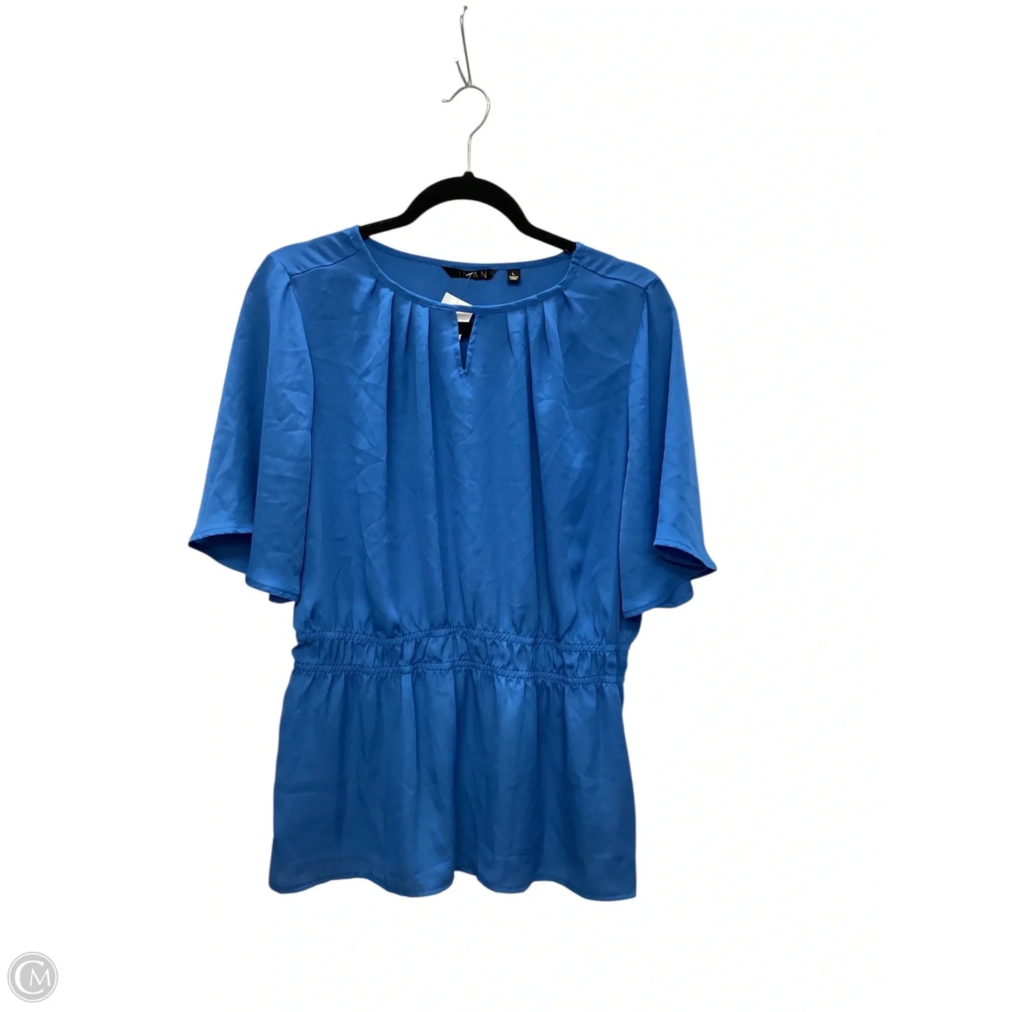 Top Short Sleeve By Iman Hsn In Blue, Size: L