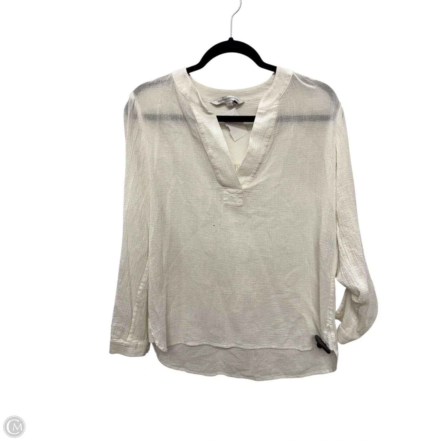 Top Long Sleeve Designer By Diane Von Furstenberg In White, Size: 2