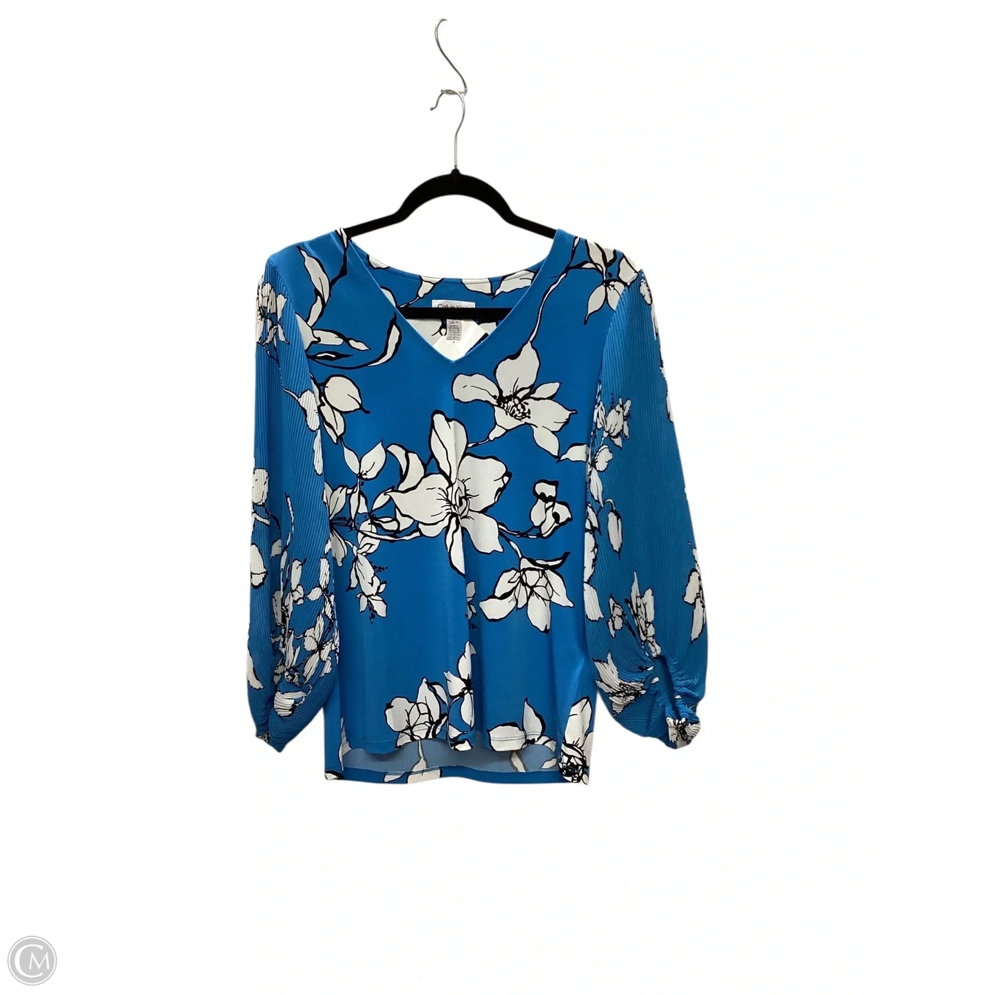 Top Long Sleeve By Calvin Klein In Blue, Size: S