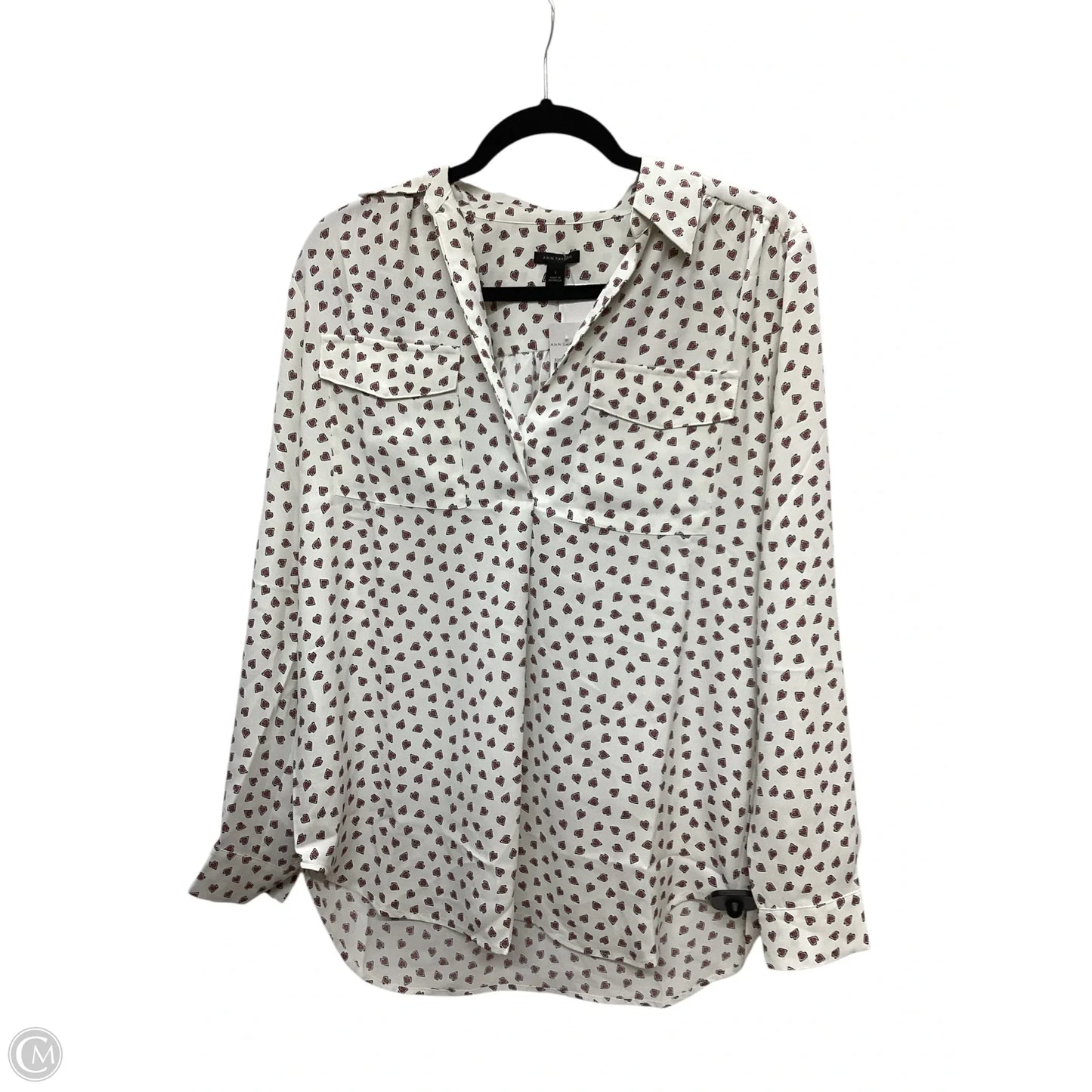 Top Long Sleeve By Ann Taylor In White, Size: S