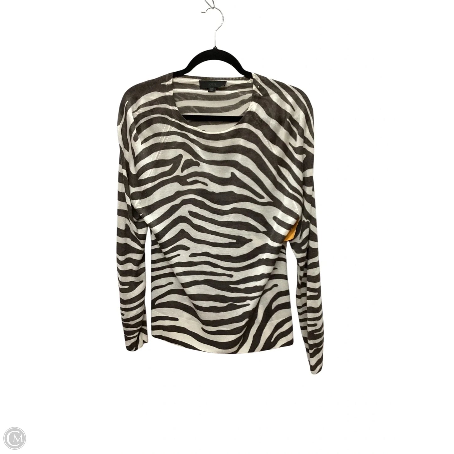 Top Long Sleeve By Zara In Zebra Print, Size: S