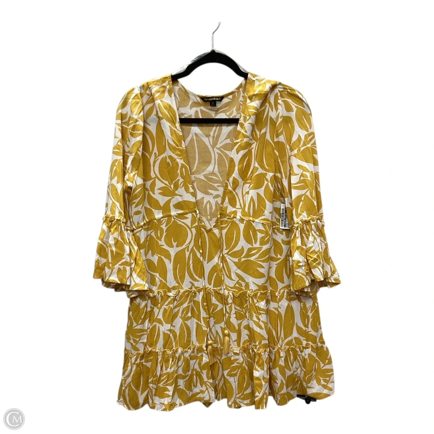Blouse 3/4 Sleeve By Clothes Mentor In Yellow, Size: M