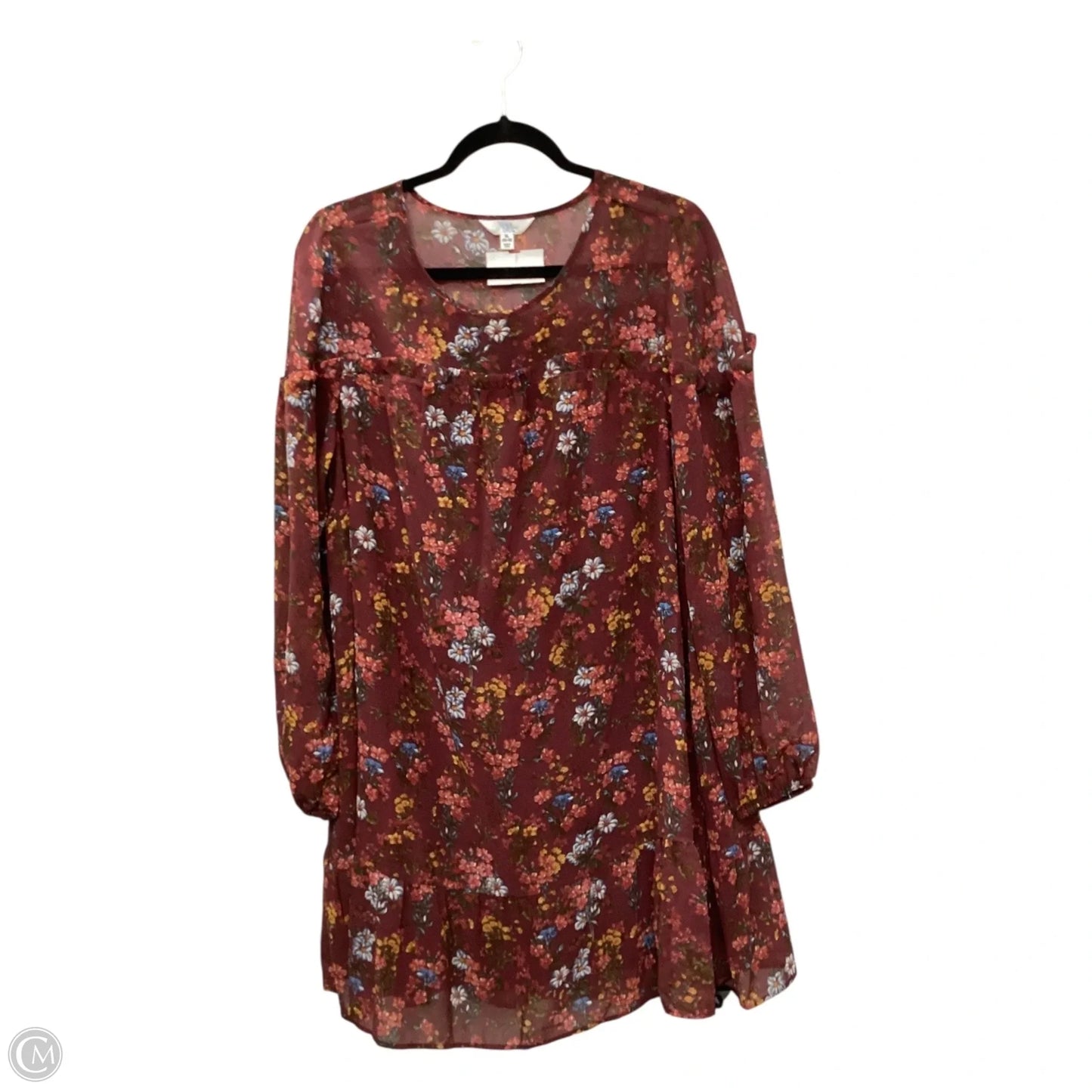 Dress Casual Midi By Time And Tru In Red, Size: Xl