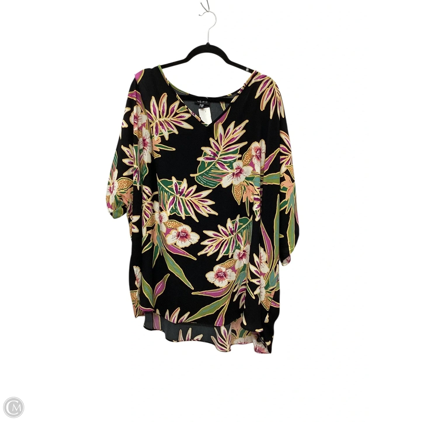 Top Short Sleeve By Spin In Black, Size: 1x