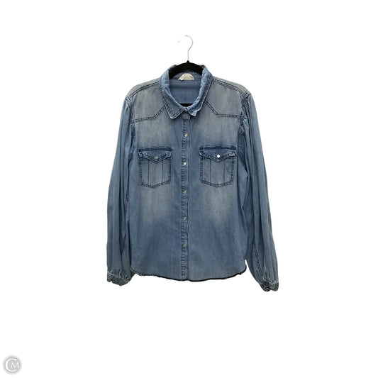 Jacket Shirt By First Love In Blue Denim, Size: 1x