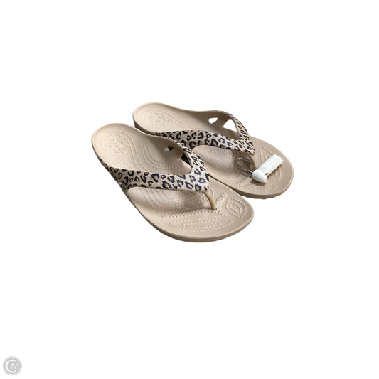 Sandals Flip Flops By Crocs In Tan, Size: 8