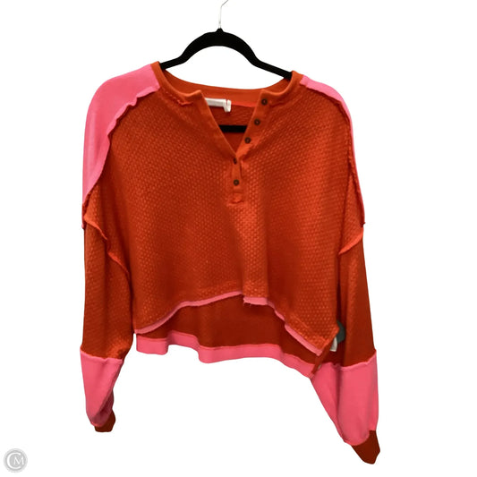 Blouse Long Sleeve By Out From Under In Orange & Pink, Size: M